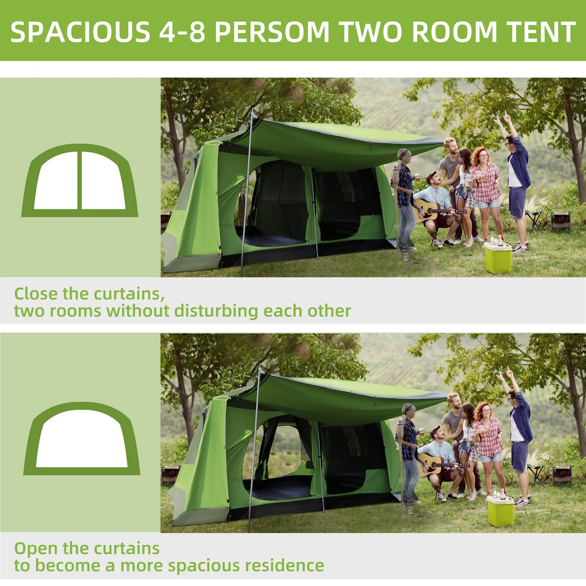 2 Room Tent w/ Porch - Sleeps 4-8 people