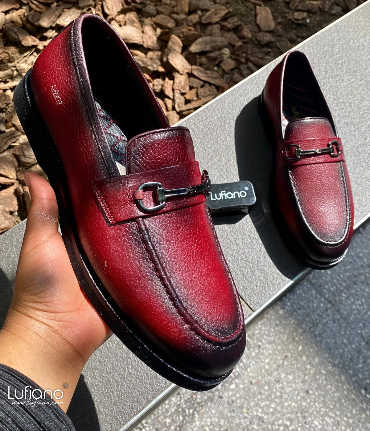 227 - Lufiano Slip On: Burgundy