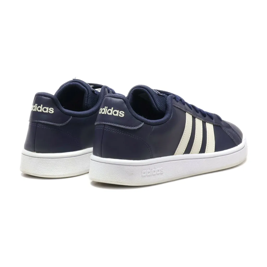 Adidas Grand Court Base Low-Top Sneakers Leather Blue Colour For Men