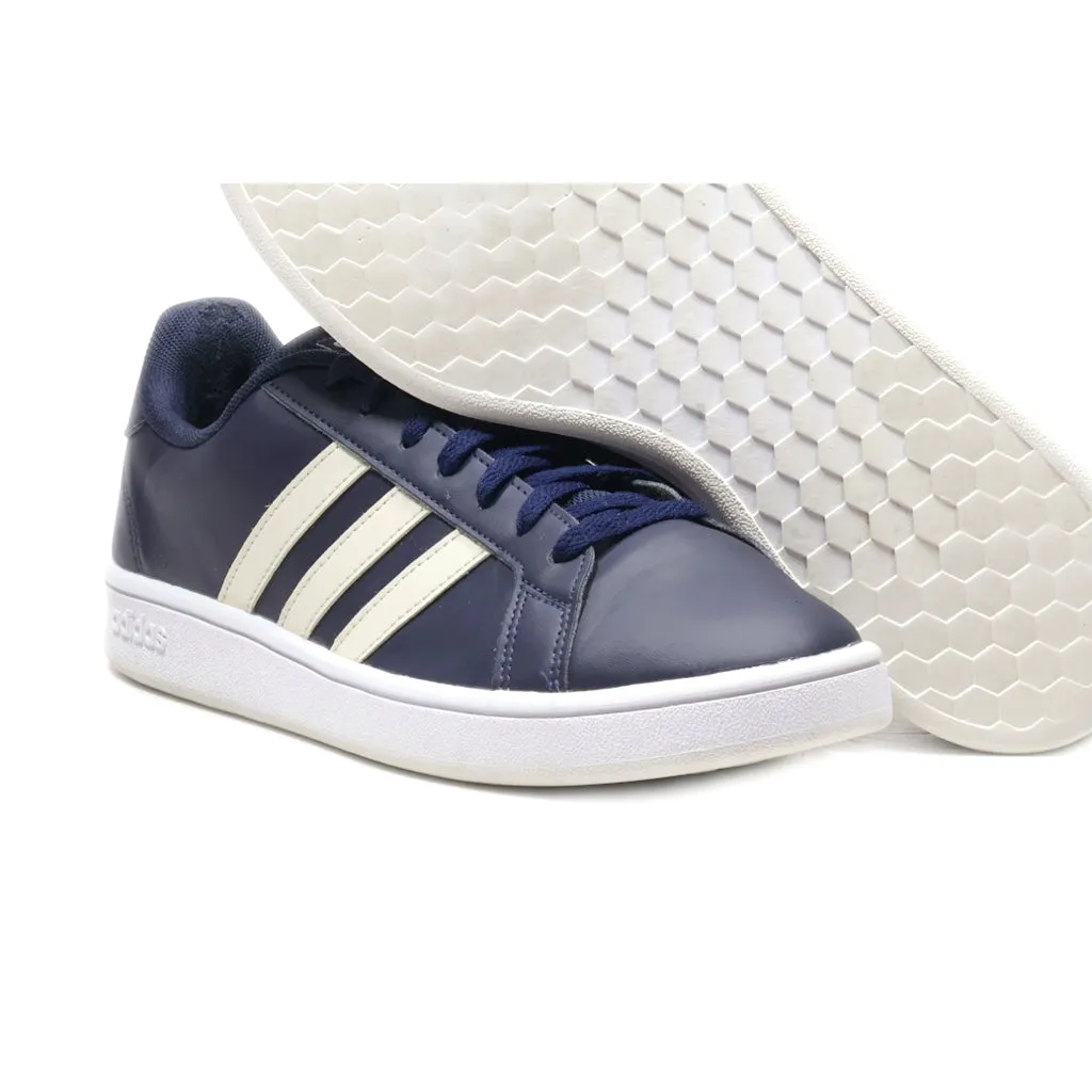 Adidas Grand Court Base Low-Top Sneakers Leather Blue Colour For Men