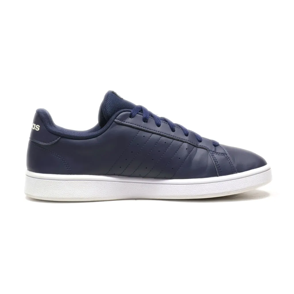 Adidas Grand Court Base Low-Top Sneakers Leather Blue Colour For Men