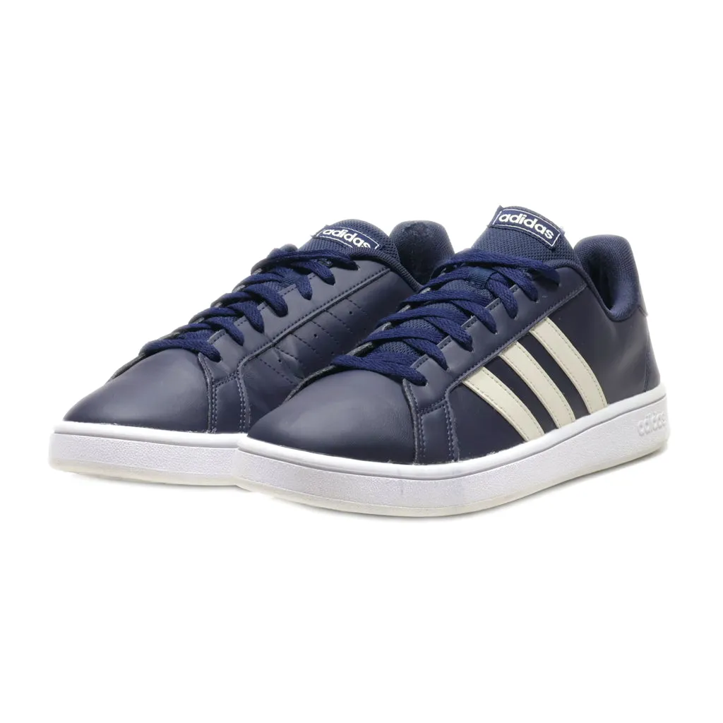 Adidas Grand Court Base Low-Top Sneakers Leather Blue Colour For Men