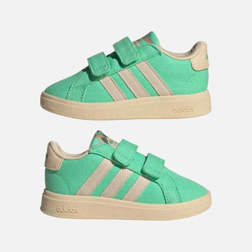 Adidas Grand Court x Disney Grogu Kids Unisex Shoes (0-3Year) -Green Glow/Sand Strata