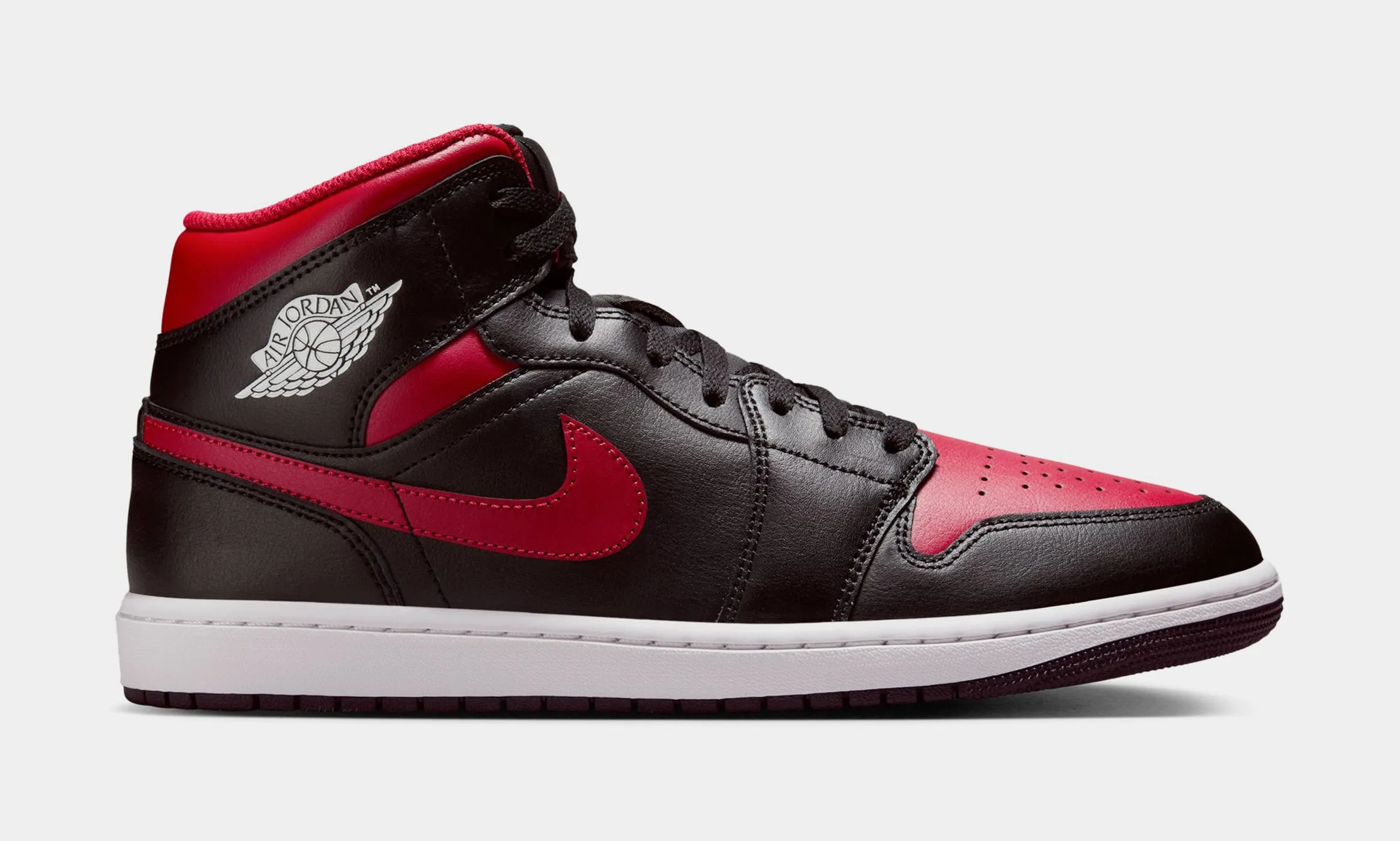 Air Jordan 1 Mid Bred Mens Basketball Shoes (Black/Varsity Red/Summit White)