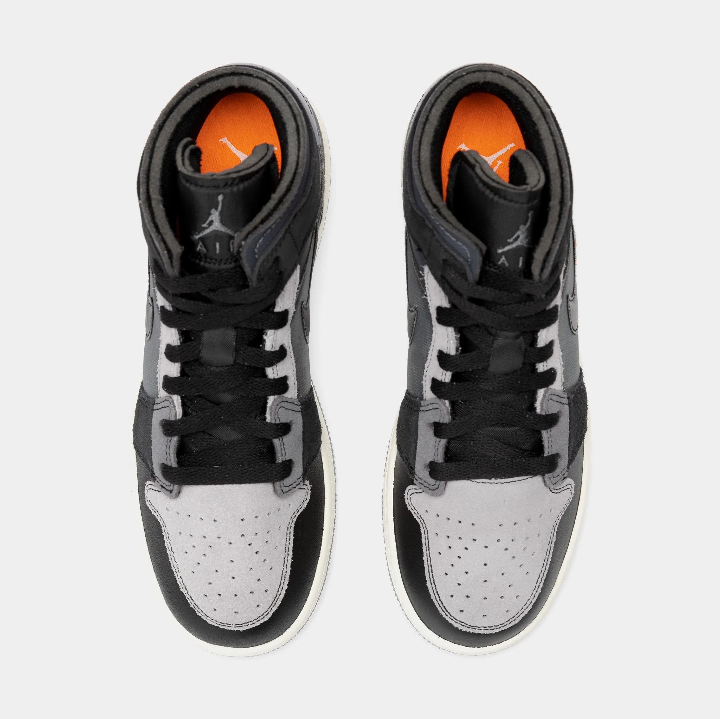 Air Jordan 1 Mid Craft Inside Out Grade School Lifestyle Shoes (Black/Grey)