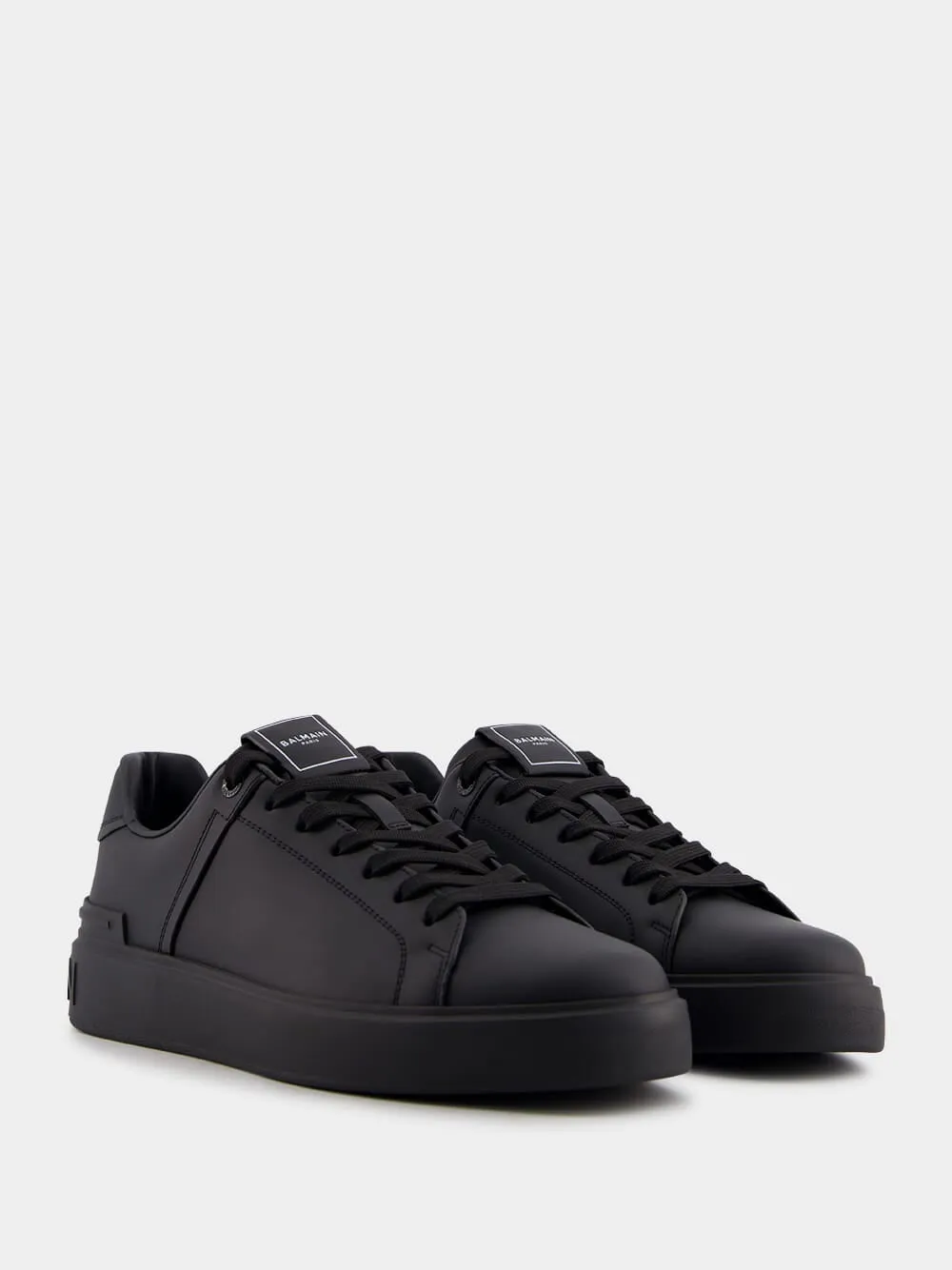 B-Court Monochrome Black Leather Sneakers