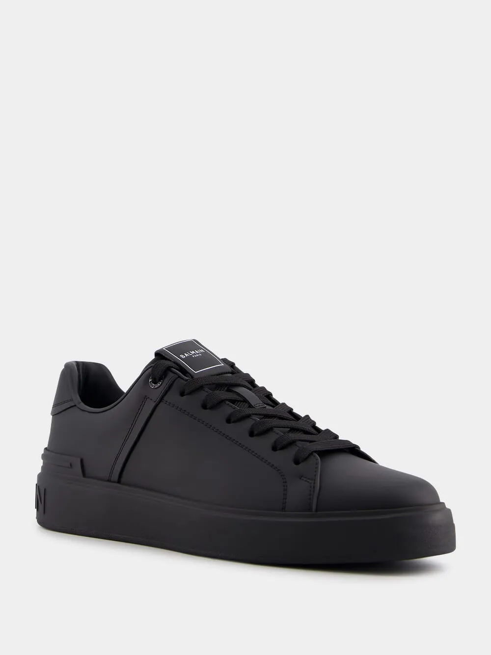 B-Court Monochrome Black Leather Sneakers