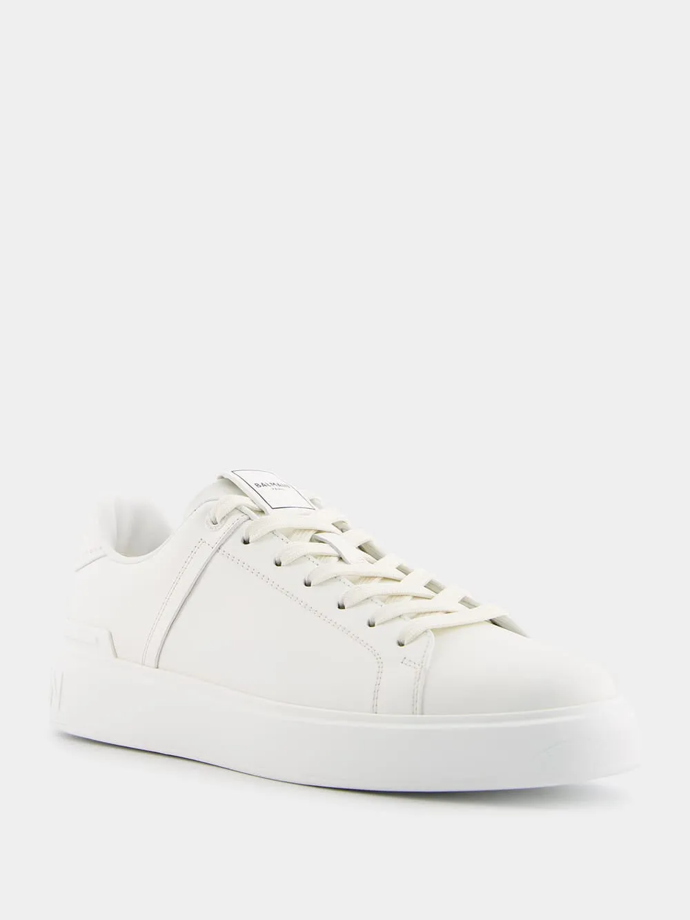 B-Court Monochrome White Leather Sneakers