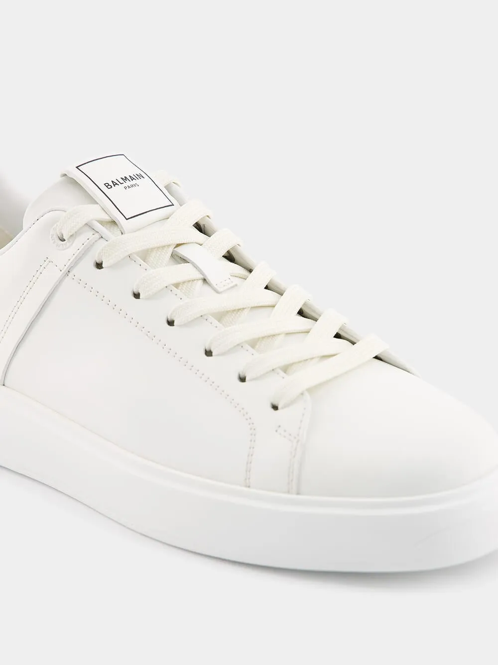 B-Court Monochrome White Leather Sneakers