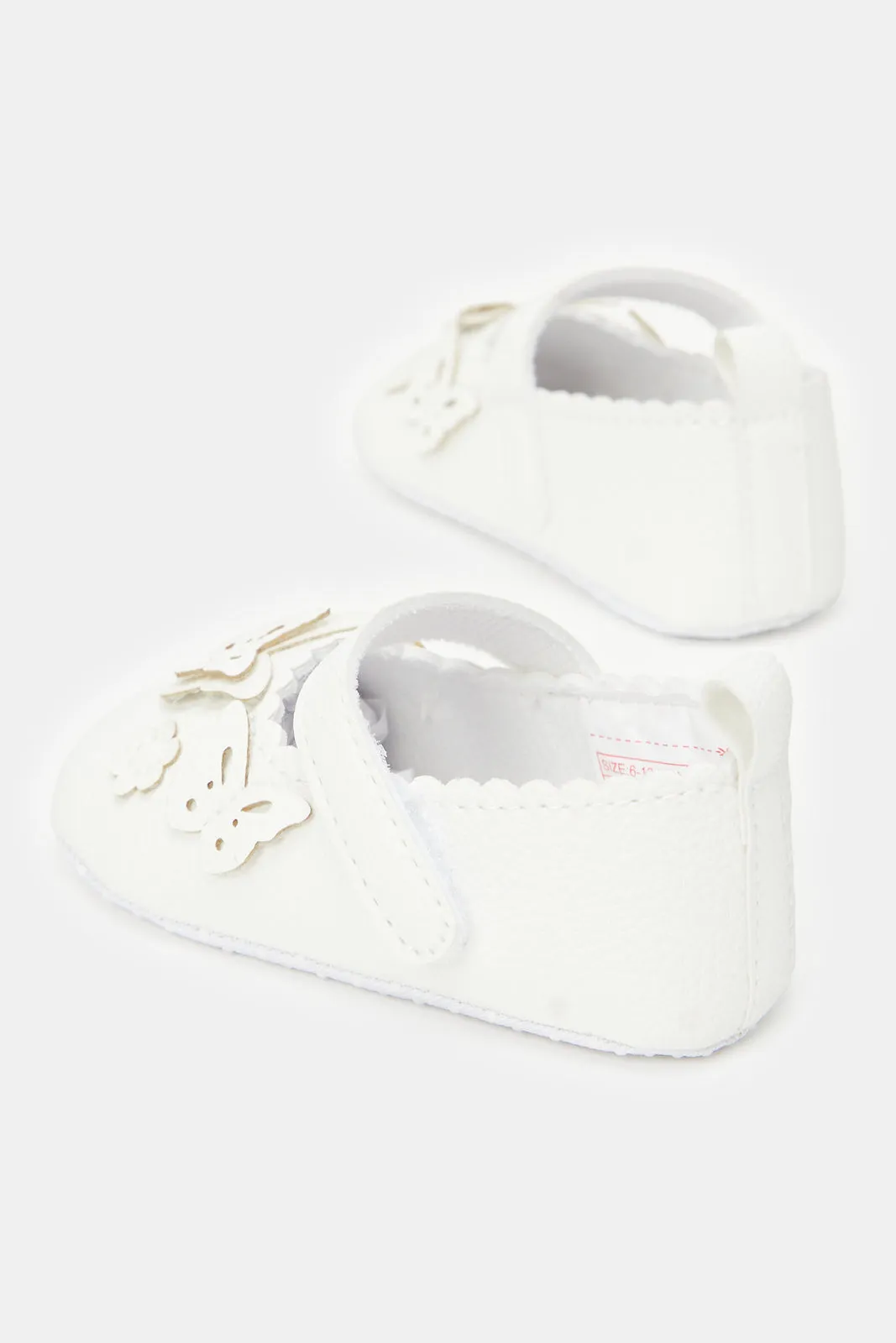 Babies White Butterfly Pram Shoes