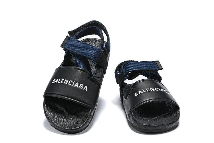 Balenciaga Men's Logo-Stamped Leather Sandals