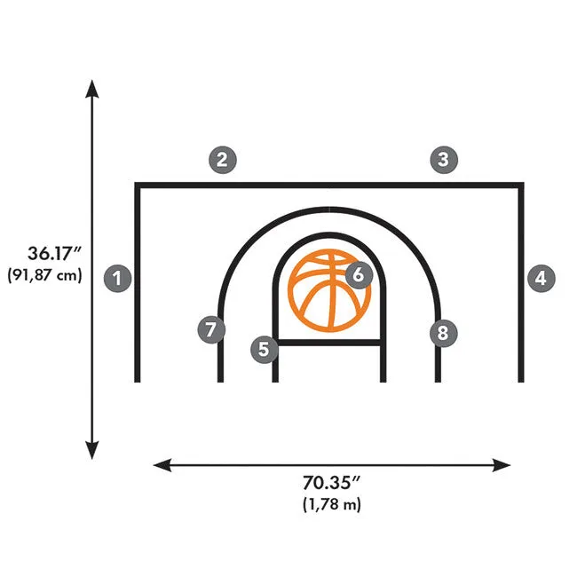 Basketball Court XL Giant Peel & Stick Wall Decals With Glow Orange