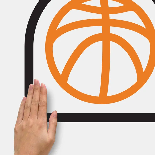 Basketball Court XL Giant Peel & Stick Wall Decals With Glow Orange