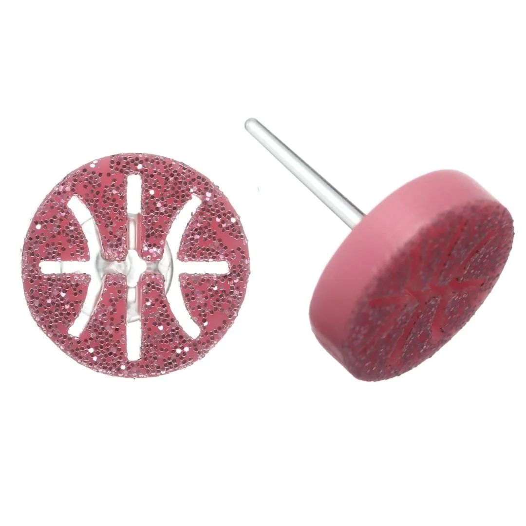 Basketball Studs Hypoallergenic Earrings for Sensitive Ears Made with Plastic Posts