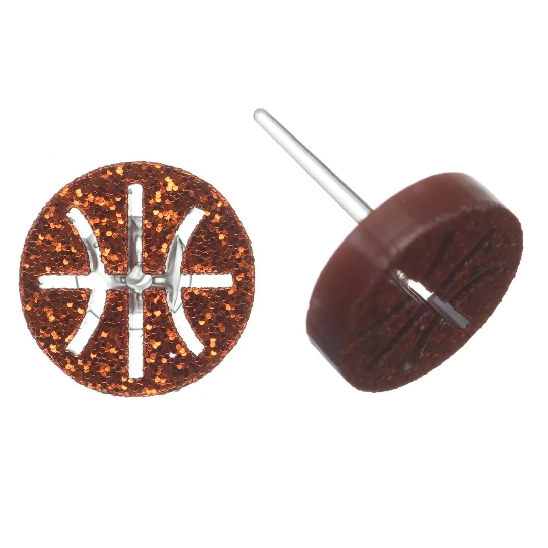 Basketball Studs Hypoallergenic Earrings for Sensitive Ears Made with Plastic Posts