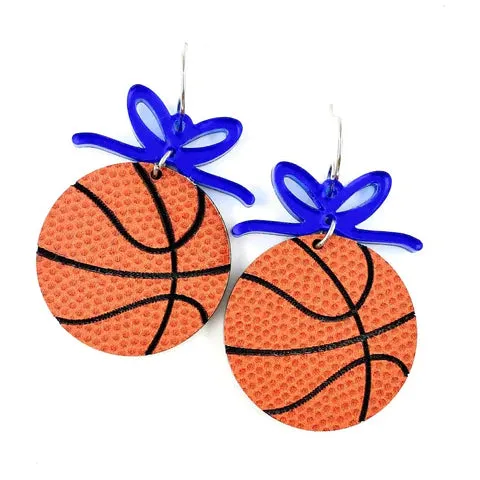 Basketball with Bow Acrylic Earrings