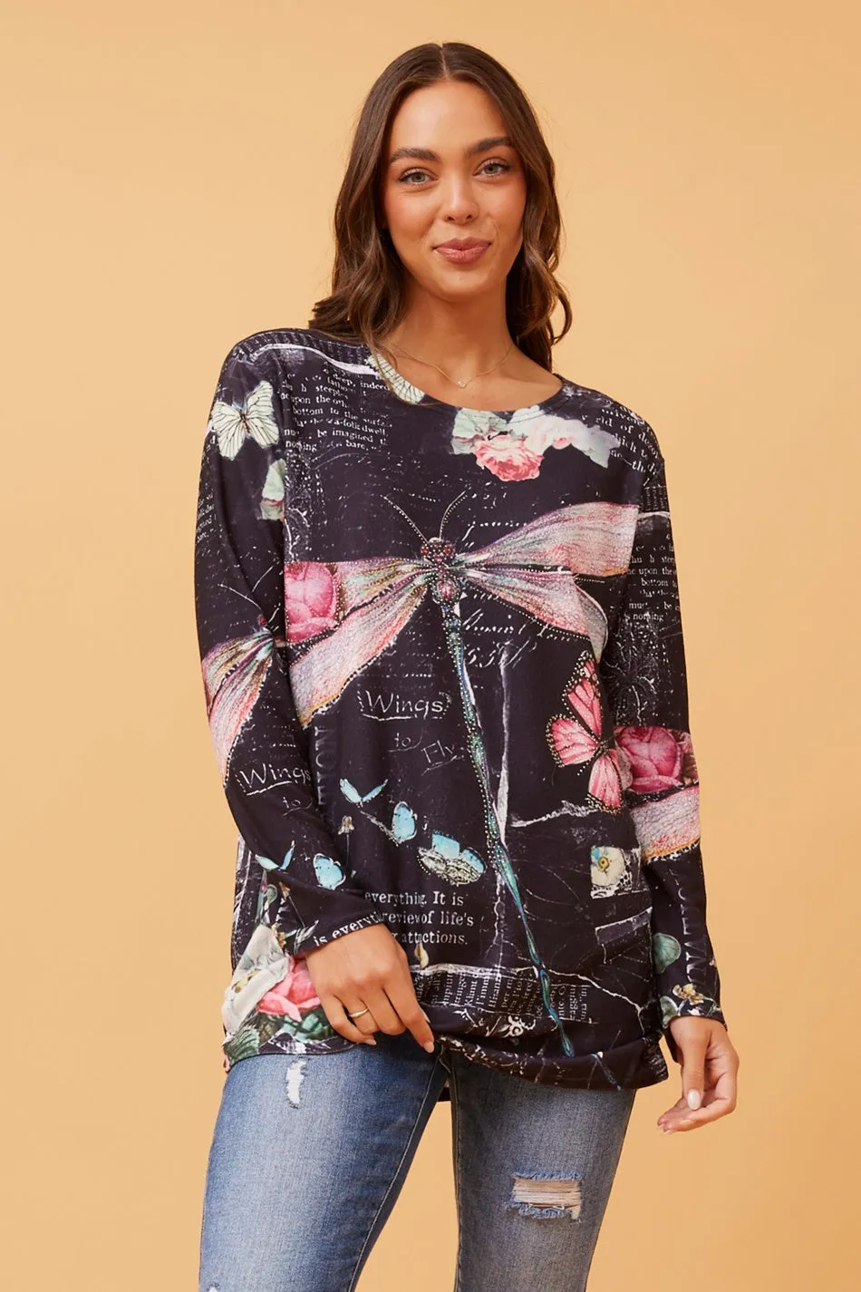 BEAU DRAGONFLY PRINT TOP