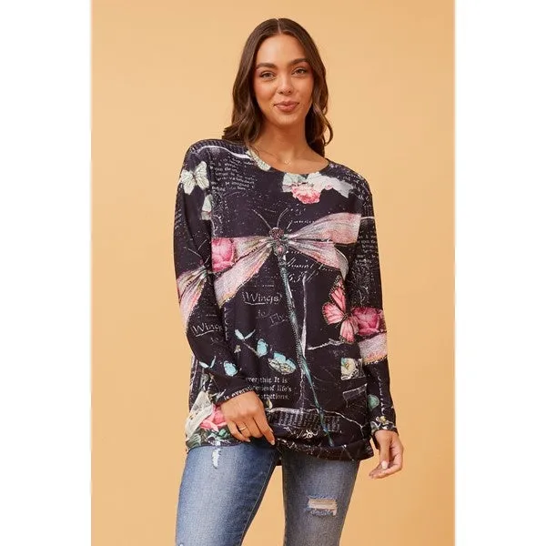 BEAU DRAGONFLY PRINT TOP