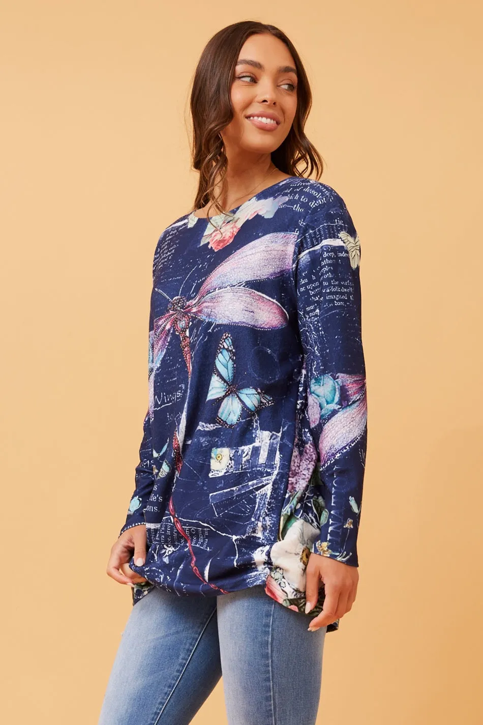 BEAU DRAGONFLY PRINT TOP