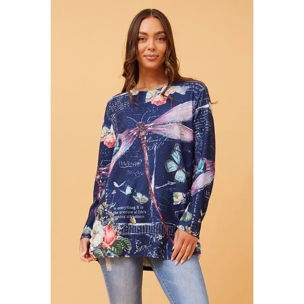 BEAU DRAGONFLY PRINT TOP