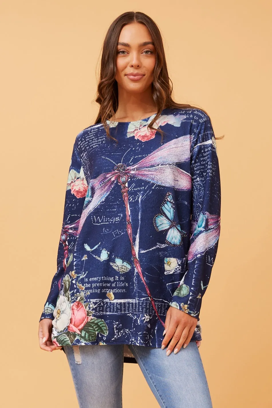 BEAU DRAGONFLY PRINT TOP