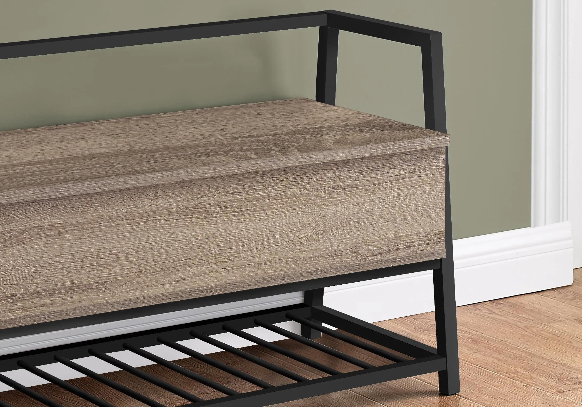 Bench - 42"L / Dark Taupe Storage / Black Metal