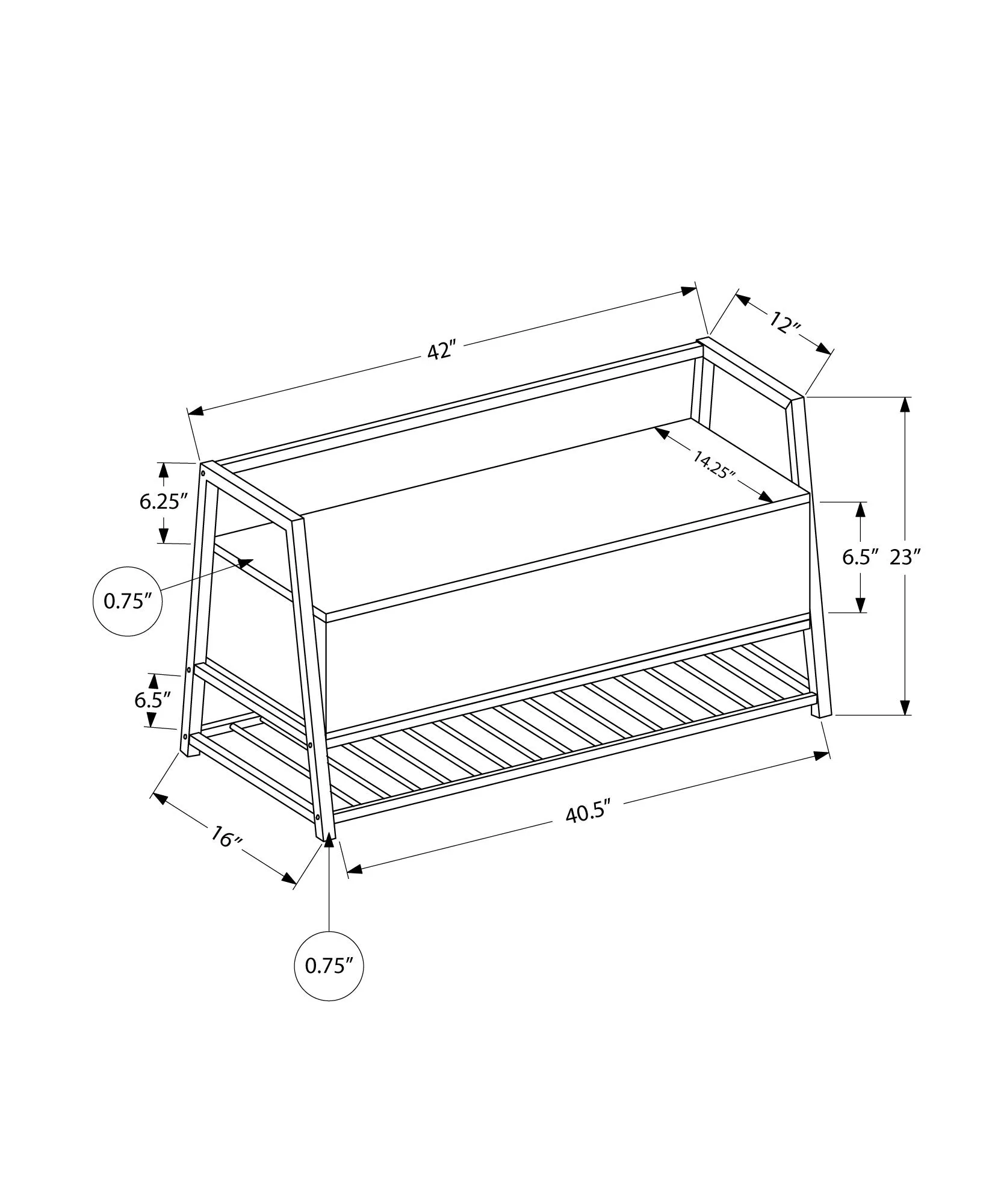 Bench - 42"L / Grey Storage / Black Metal