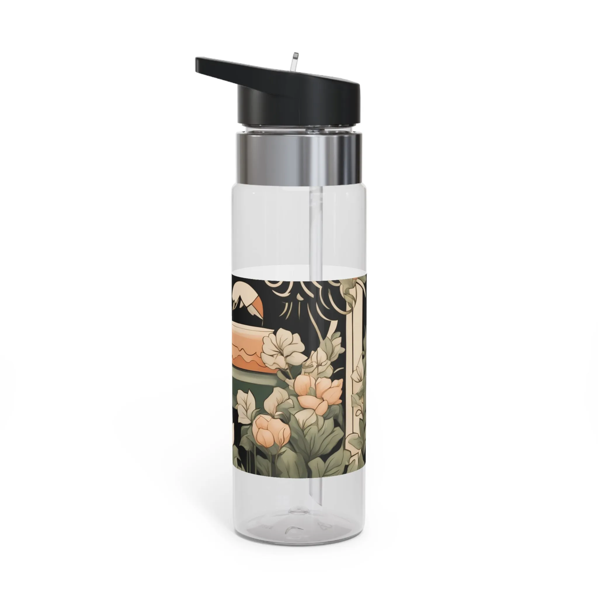 Black Bear with Wildflowers, 20oz Sport Water Bottle, BPA-Free, Tritan™ plastic