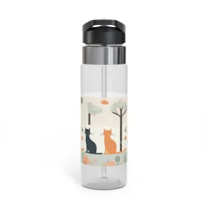 Black Cat and Orange Cat with Flowers, 20oz Sport Water Bottle, BPA-Free, Tritan™ plastic