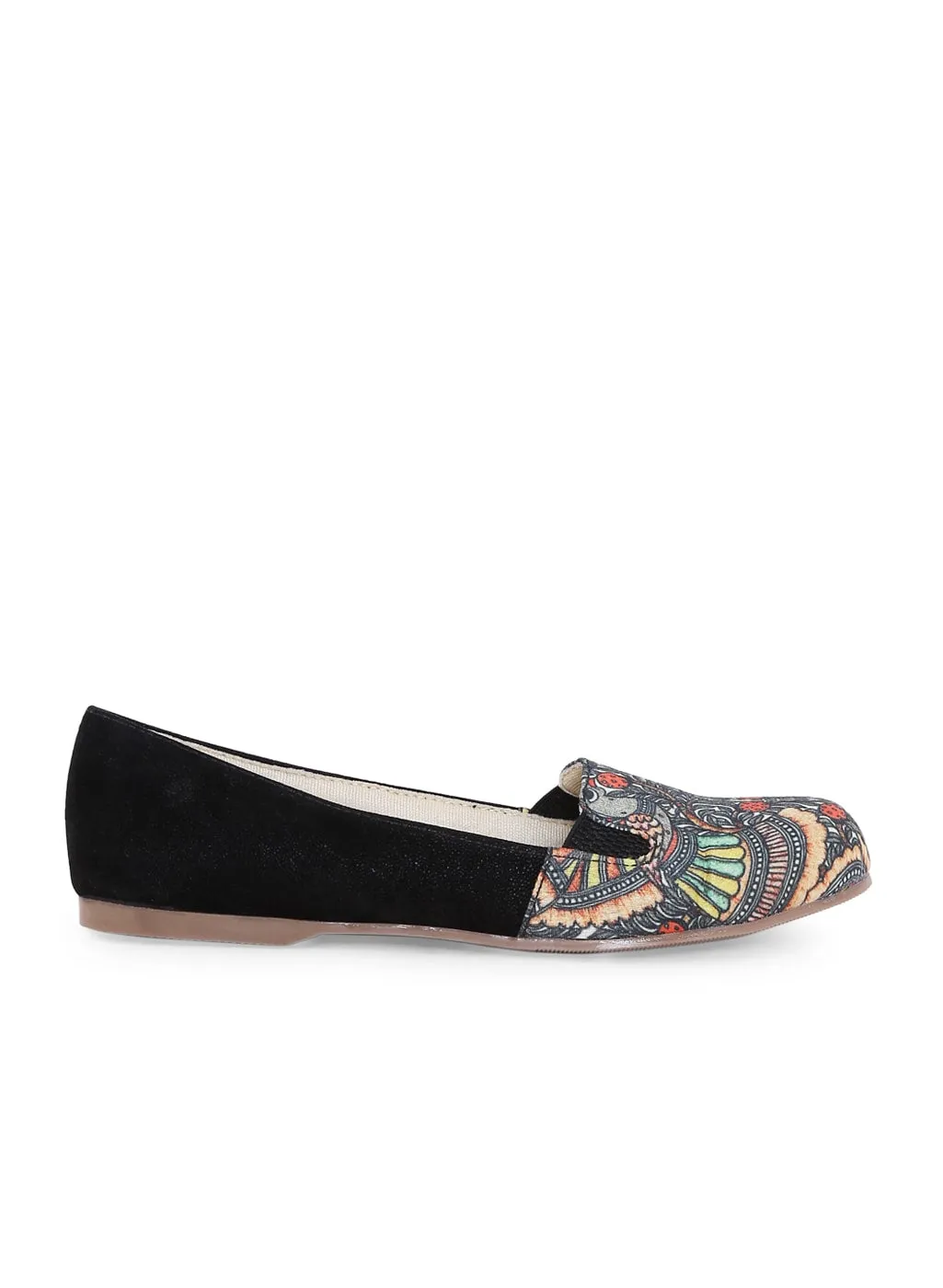 Black Madhubani Art Printed Moccasins