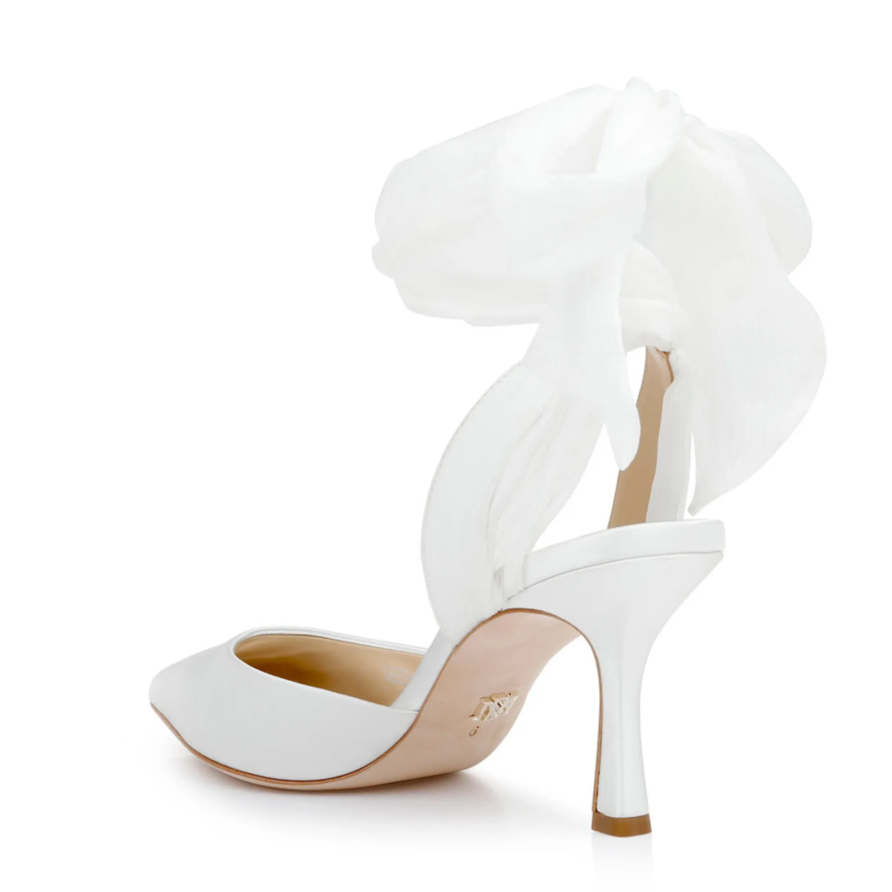 Blaze - Pointed Toe Chiffon Bow Stiletto - White