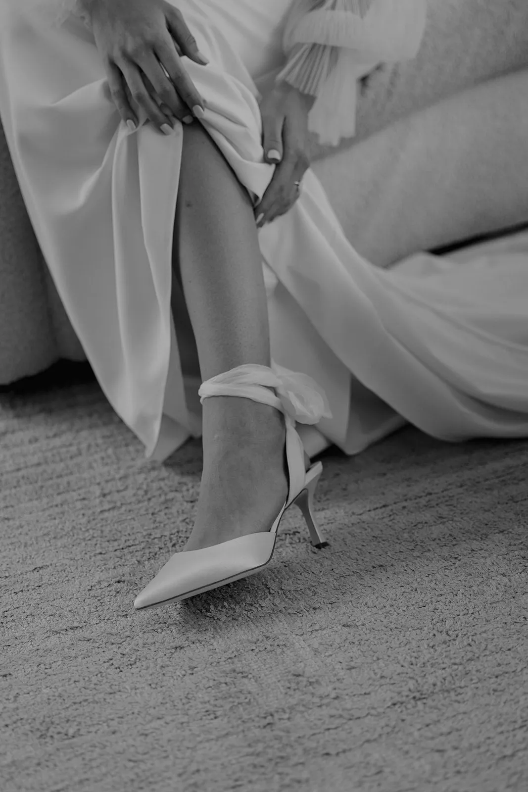 Blaze - Pointed Toe Chiffon Bow Stiletto - White