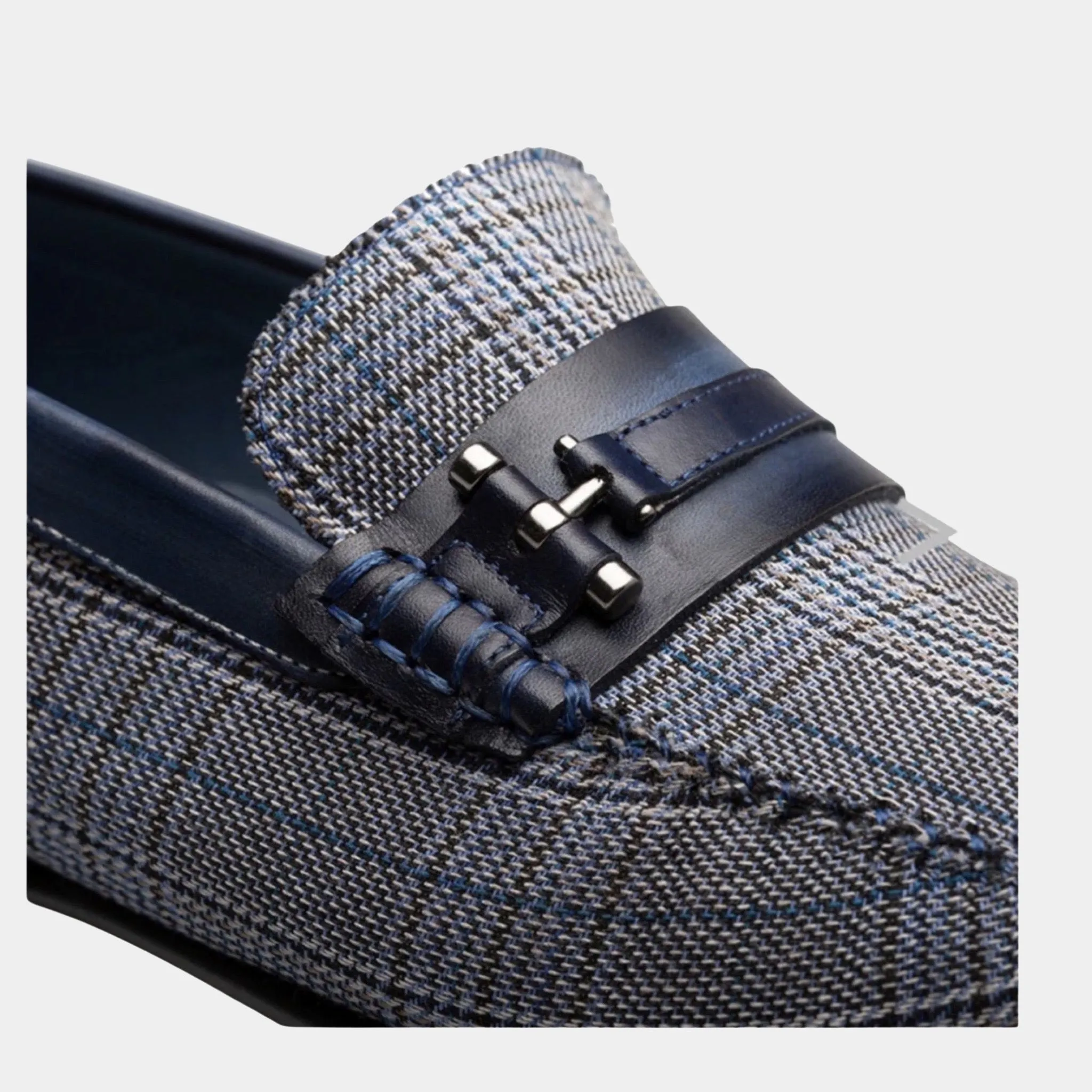 Blue Plaid Moccasin Loafer Shoes