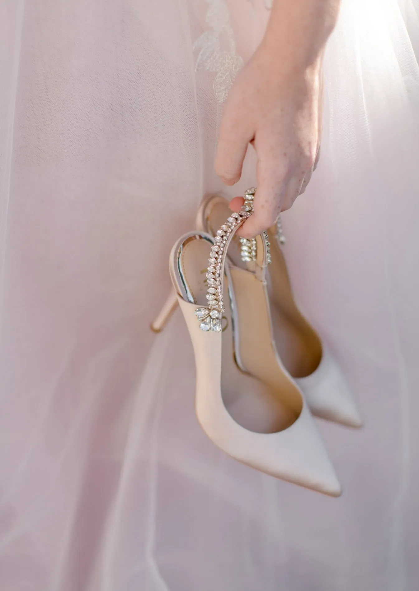 Bonnie - Nude Crystal Embellished Sling Back Evening Pump