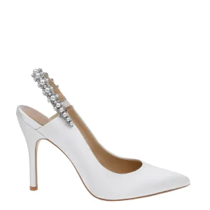 Bonnie Pearl - Pearl & Crystal Embellished Sling Back Bridal Pump - Soft White