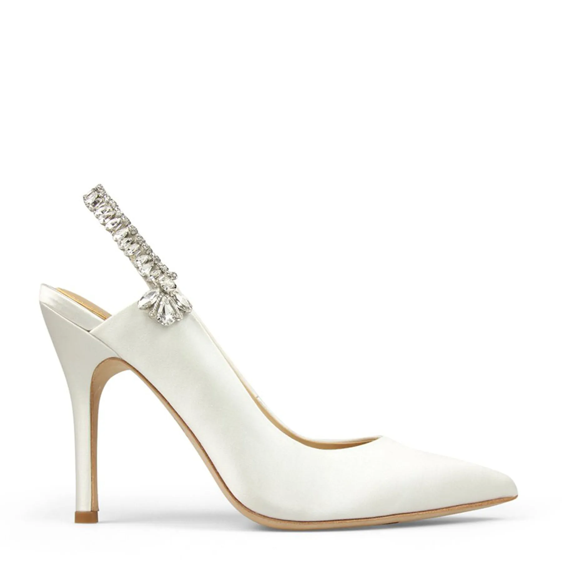 Bonnie - White Crystal Embellished Sling Back Evening Pump