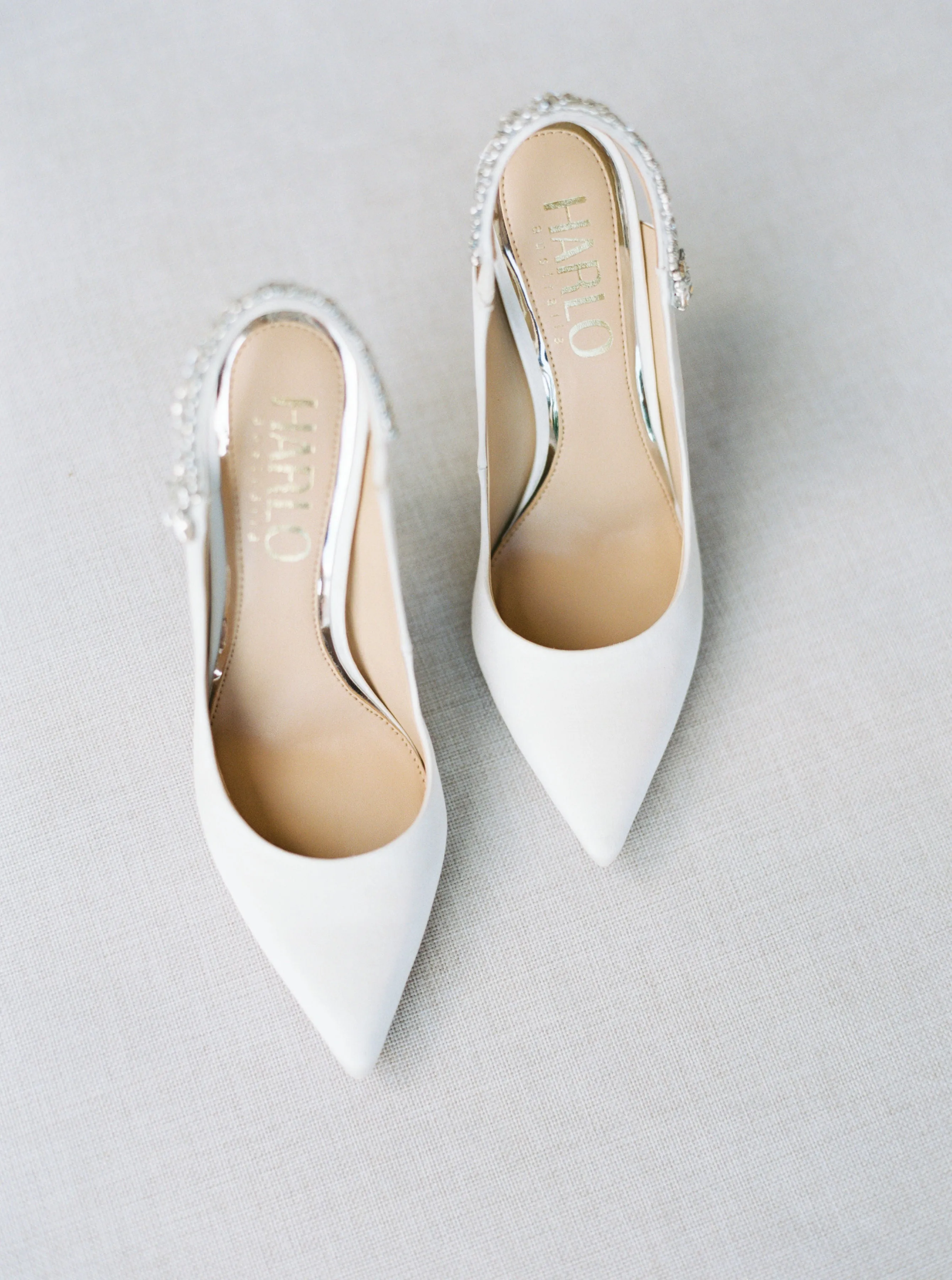 Bonnie - White Crystal Embellished Sling Back Evening Pump