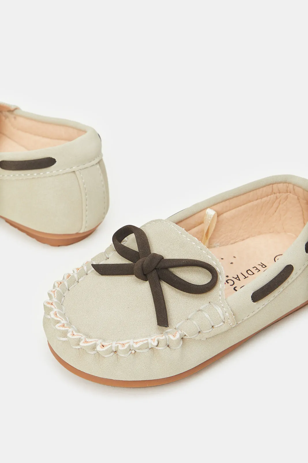 Boys Beige Moccasin Shoes