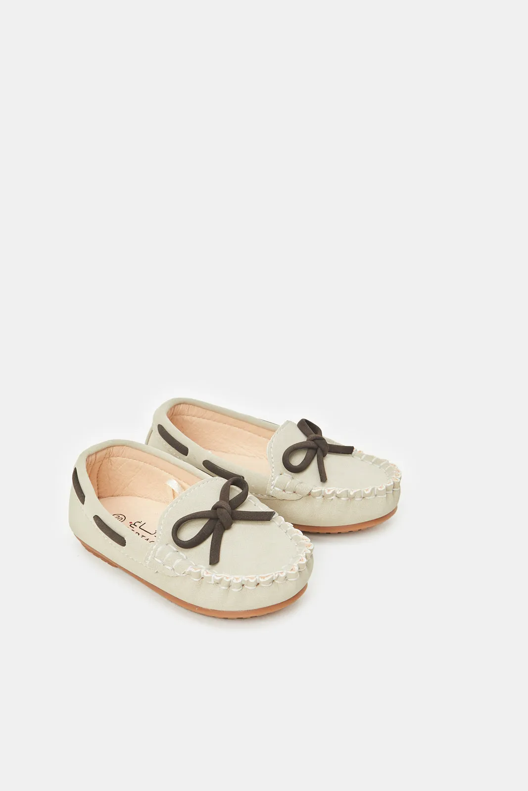 Boys Beige Moccasin Shoes