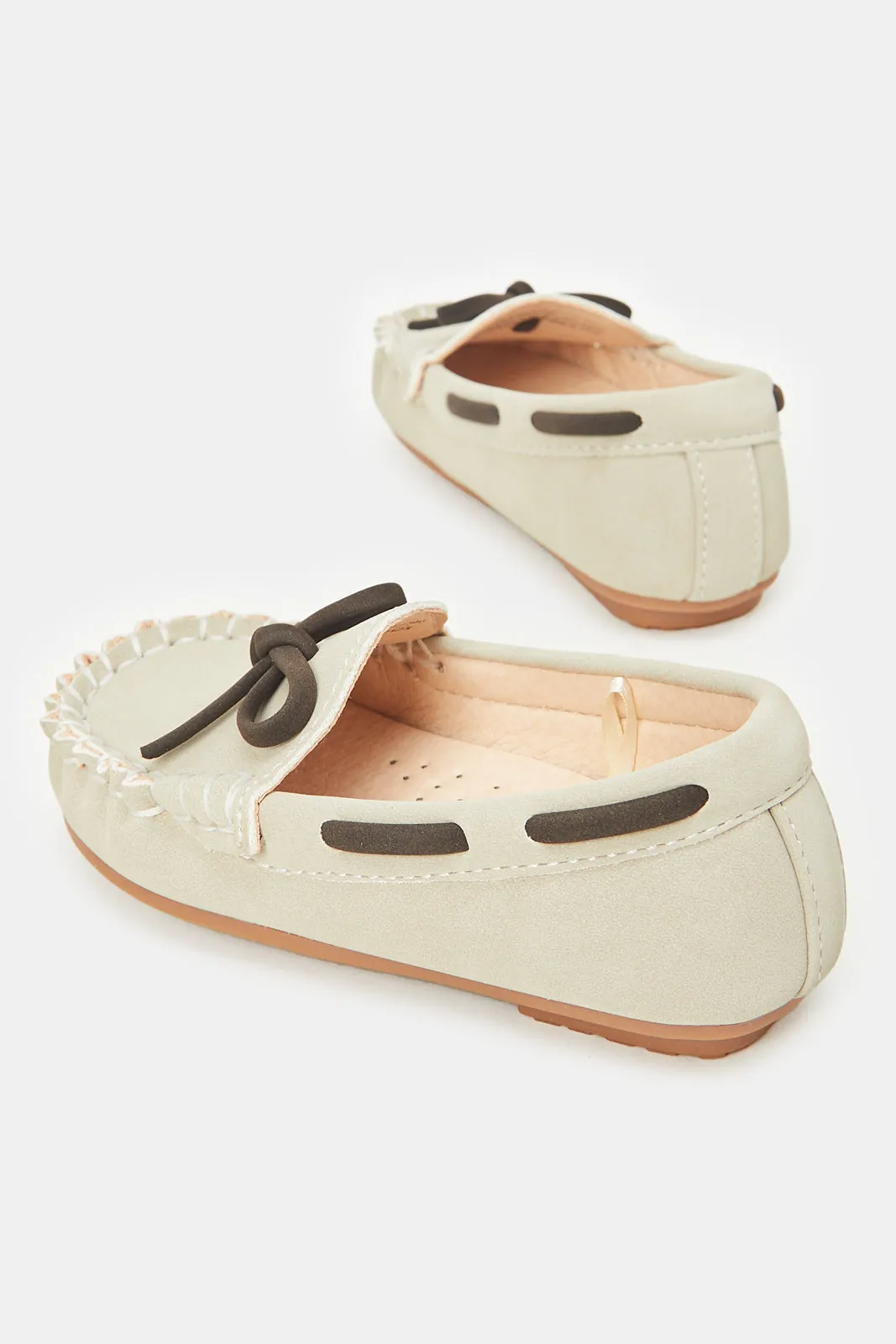 Boys Beige Moccasin Shoes