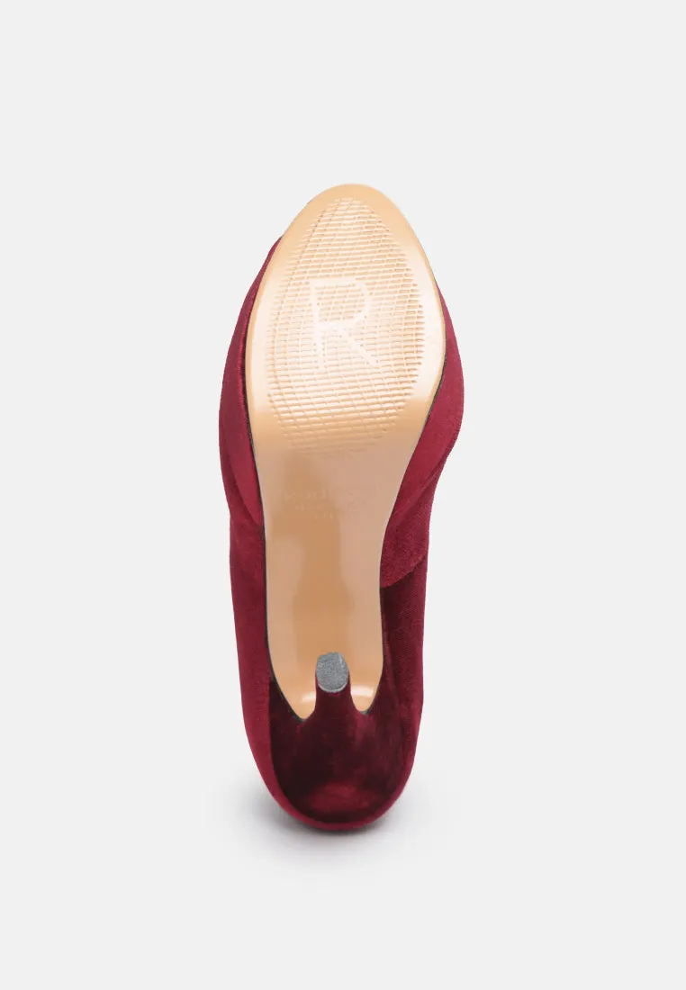 BRIELLE Peep Toe Stiletto Sandals In Burgundy