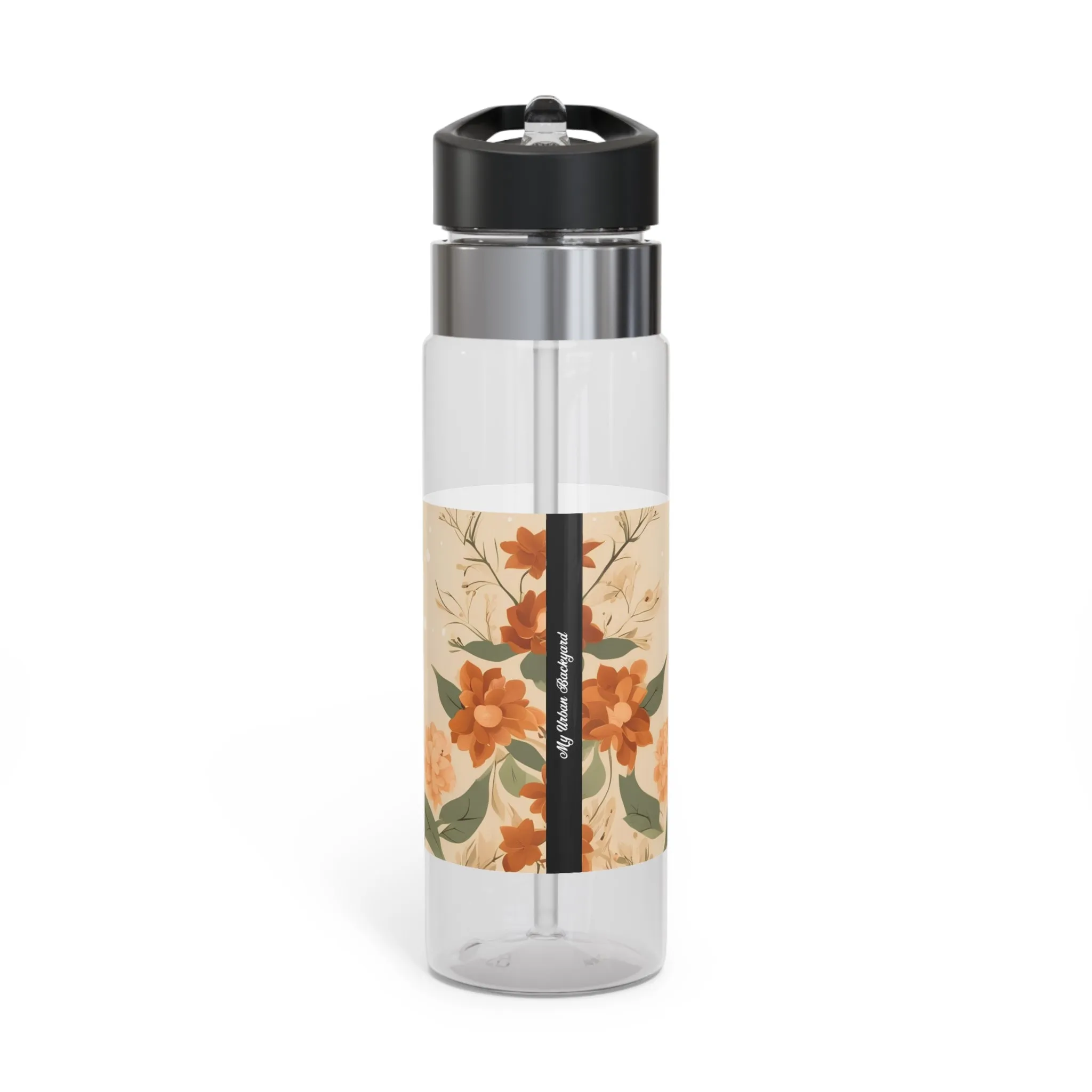 Brown Bear with Flowers, 20oz Sport Water Bottle, BPA-Free, Tritan™ plastic