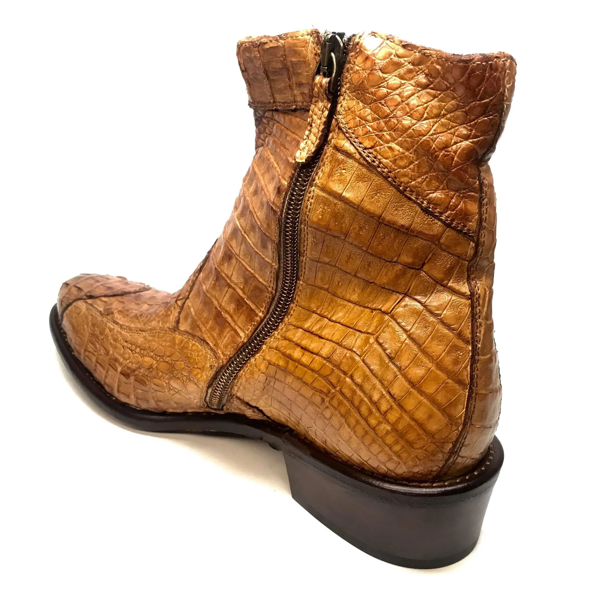 Calzoleria Toscana Cognac Hornback Alligator Ankle Boots