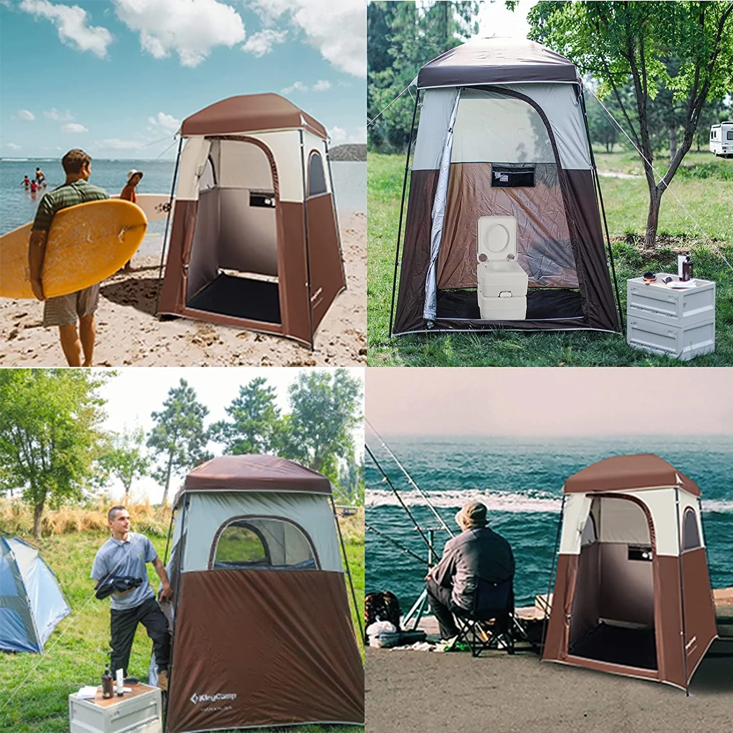 Camping Shower Tent Oversize Space Privacy Tent Portable Outdoor Shower Tents for Camping with Shower Bag Dressing Room Easy Set up Shower Privacy Shelter 1 Room/2 Rooms Toilet Tent