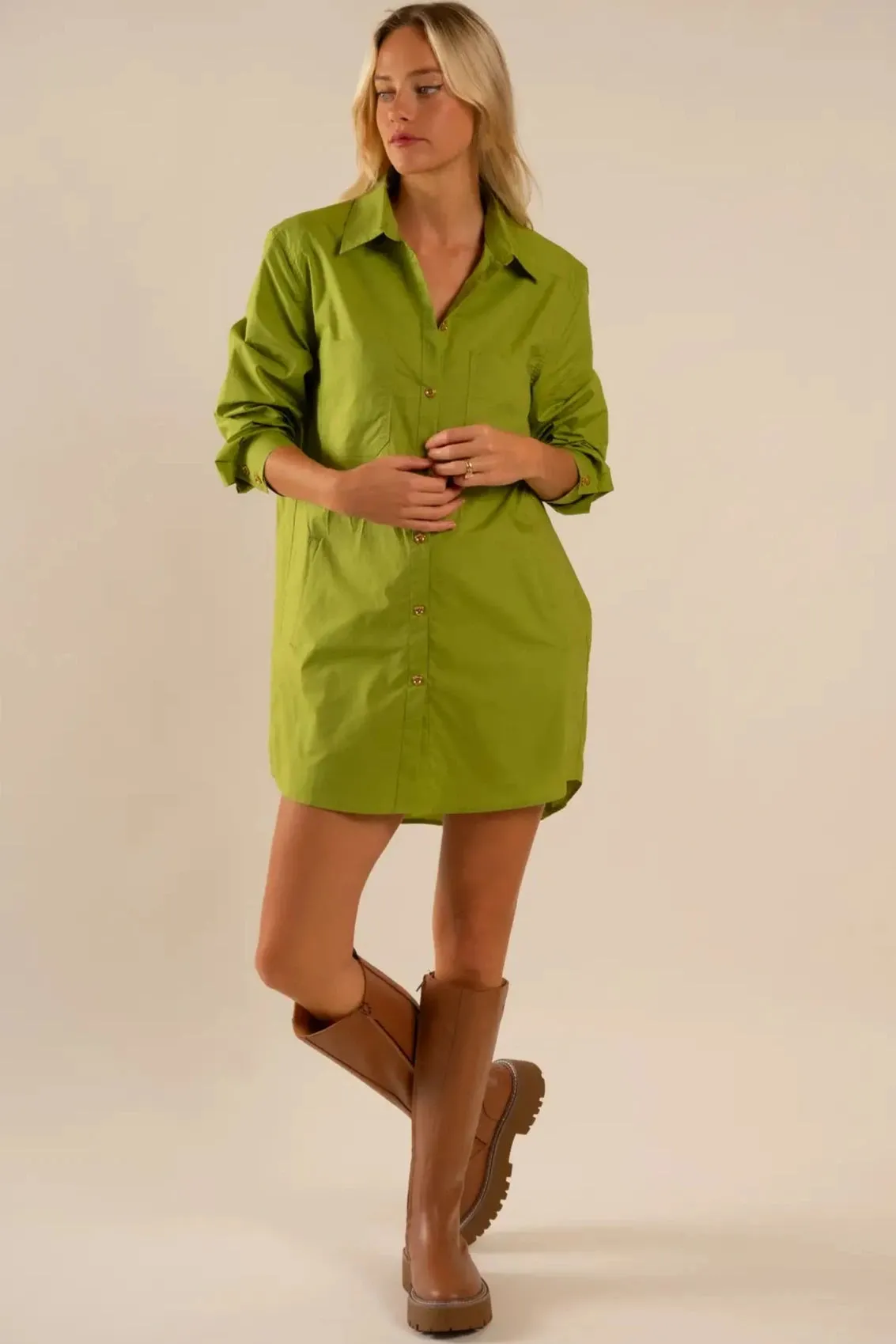 CARE TUCKER: Preslie Poplin Shirt Dress