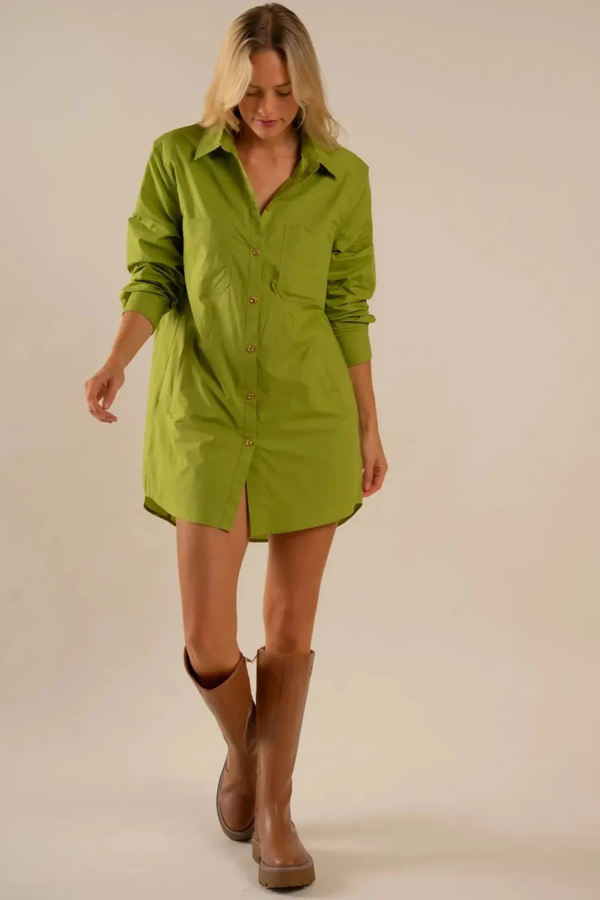 CARE TUCKER: Preslie Poplin Shirt Dress