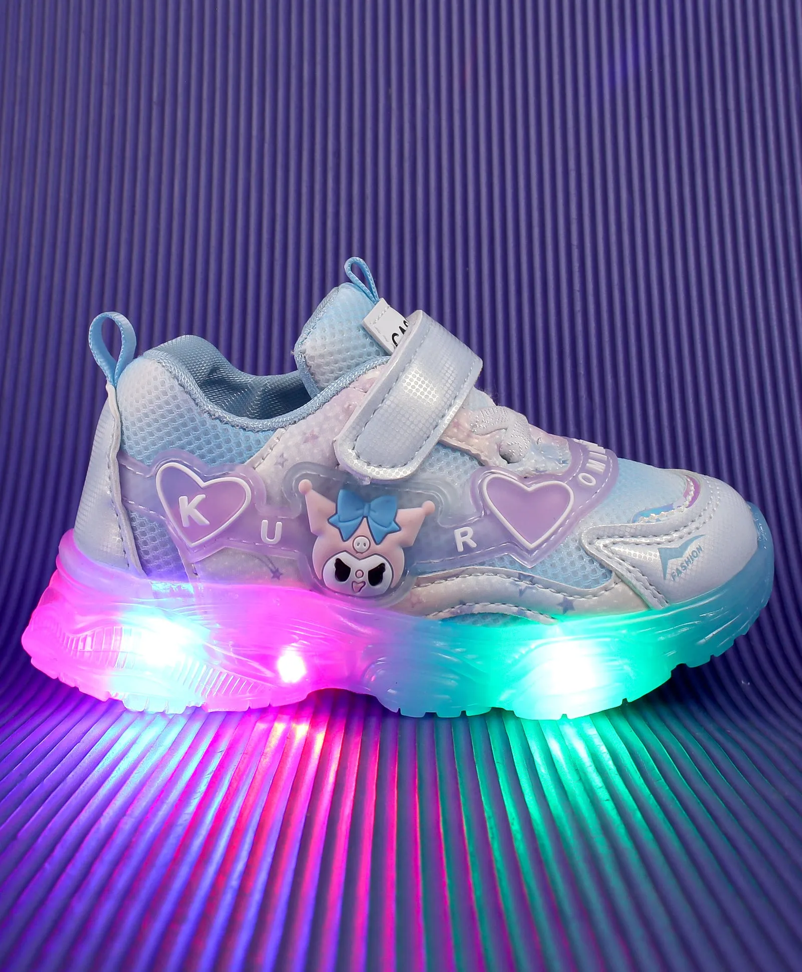 CARTOON APPLIQUE LED SHOES - BLUE