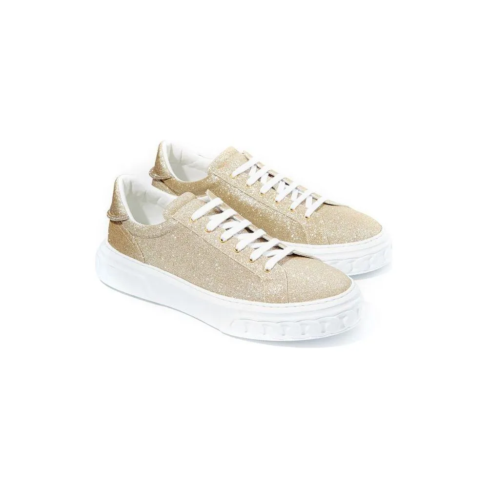 Casadei Elegant Gold Leather Sneakers