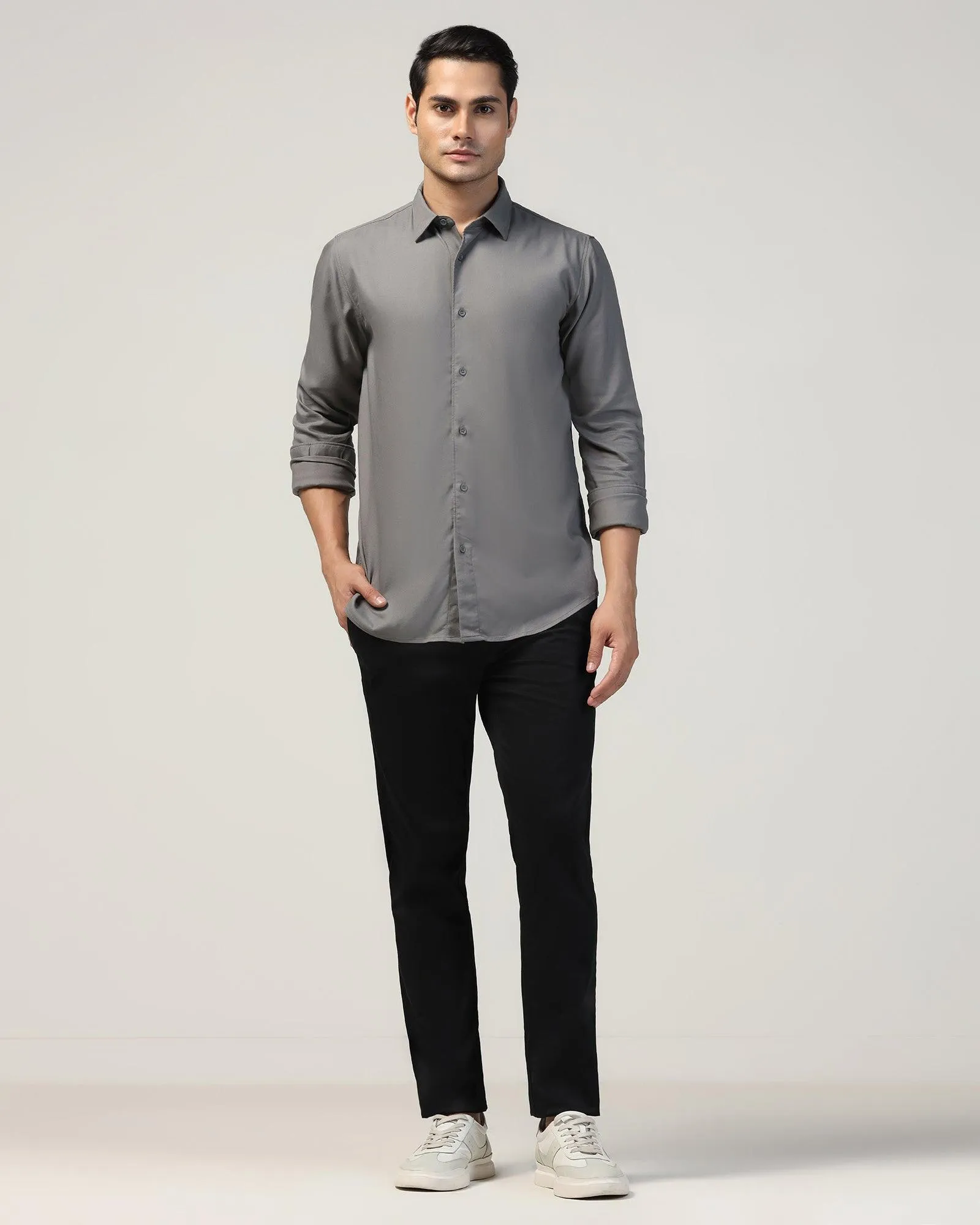 Casual Grey Solid Shirt - Gerald