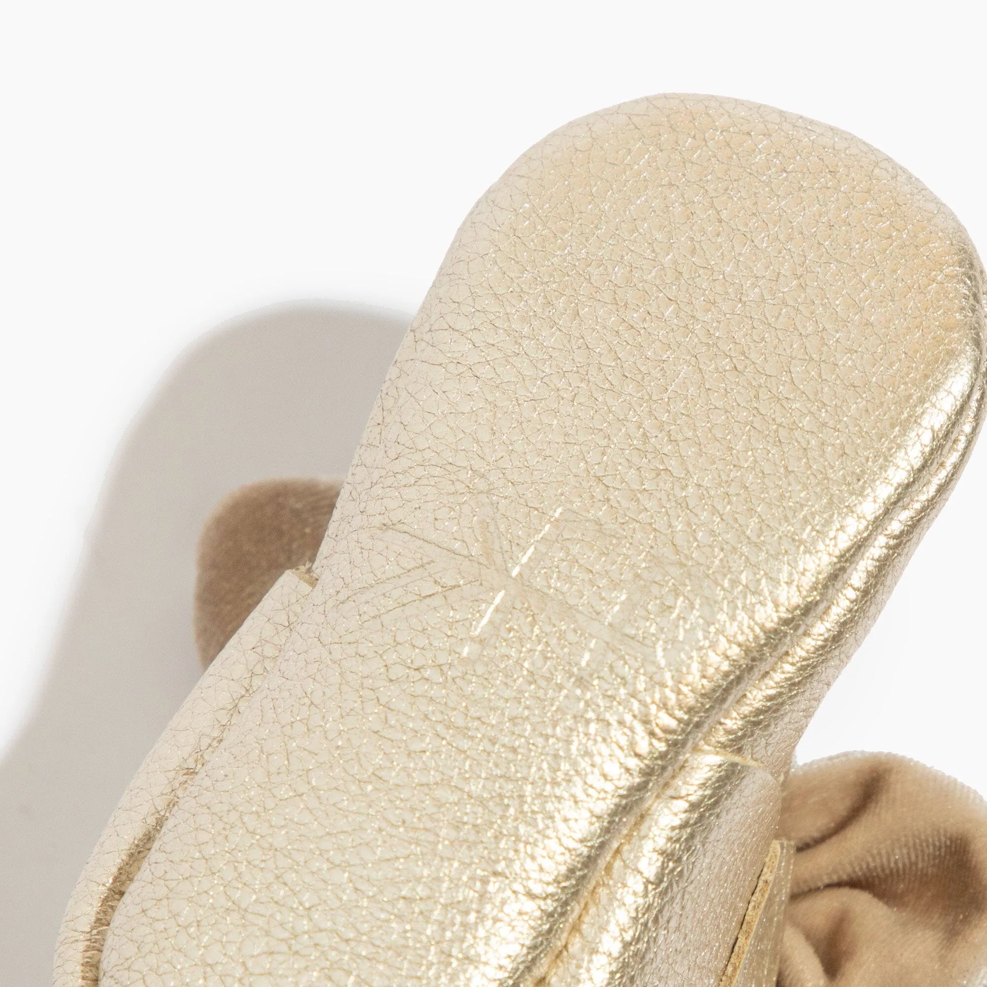 Champagne Velvet Knotted Bow Baby Shoe